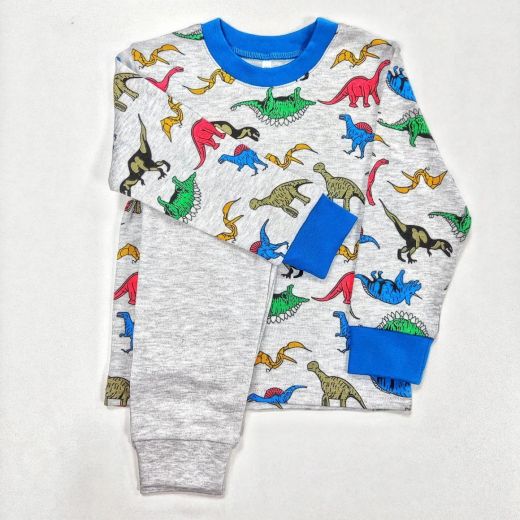 Пижама детская, динозавры/серый