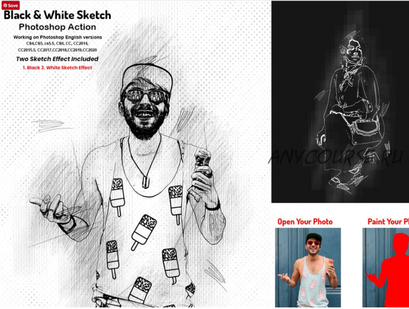 [Creativemarket] Black & White sketch Photoshop action