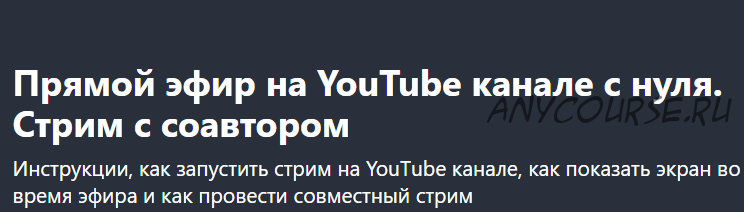 [Udemy] Прямой эфир на YouTube канале с нуля. Стрим с соавтором (Алекс Некрашевич)