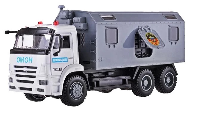 Машинка грузовик Камаз Play Smart Спецназ металлический со светом и звуком ОМОН (9622B)