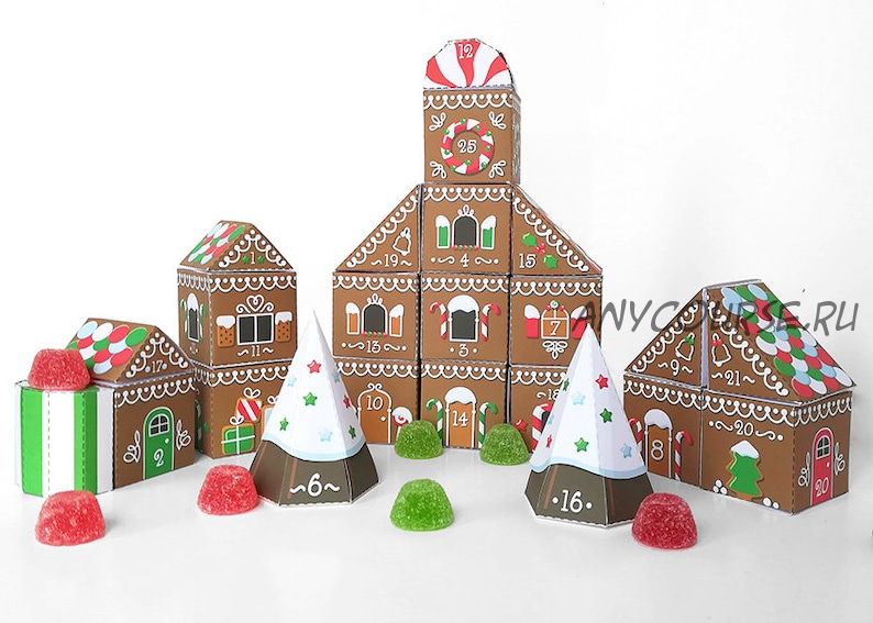 [LittlePaperRacoon] Printable Advent calendar. Gingerbread village. Christmas decor