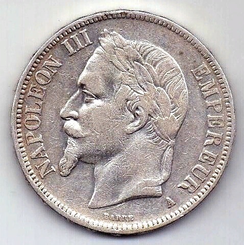 5 франков 1868 Франция XF