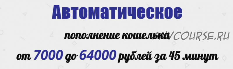 Автоматическое пополнение кошелька от 7000 до 64000 рублей за 45 минут