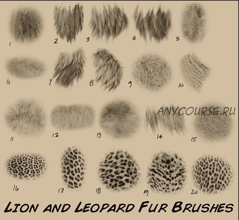 Кисти для фотошоп. Мех / Custom Photoshop Brushes - Set 3 Fur Texture (Аарон Блейз)