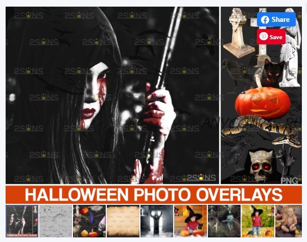 [Creativefabrica] Halloween Clipart & Halloween Overlays. 2020