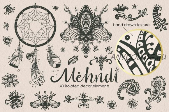 [Сreativefabrica] Mehndi Vector Boho Elements. Мехенди бохо векторные элементы (dinkoobraz)