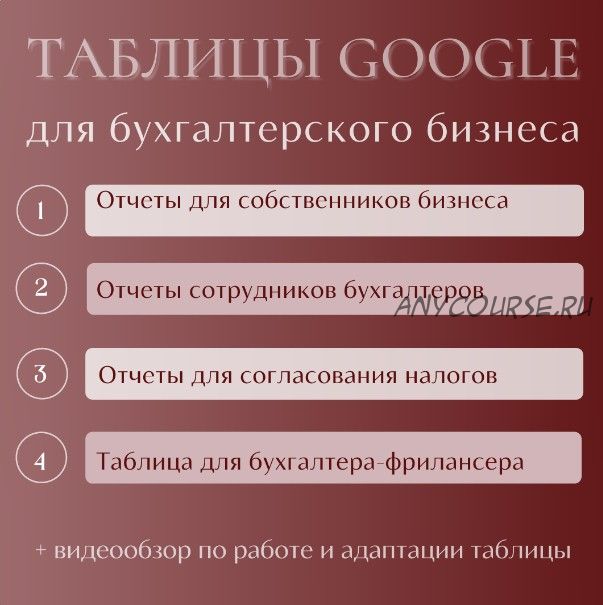 Таблицы Google для бухгалтерского бизнеса (Татьяна Лаврова)