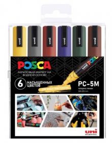 Маркеры декоративный UNI POSKA насыщенные цвета 1,8 -2,5мм 6цв. PC-5M