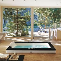 Гидромассажная встраиваемая ванна Jacuzzi Aura Uno Wood с 8 форсунками и подсветкой 180x90 схема 3