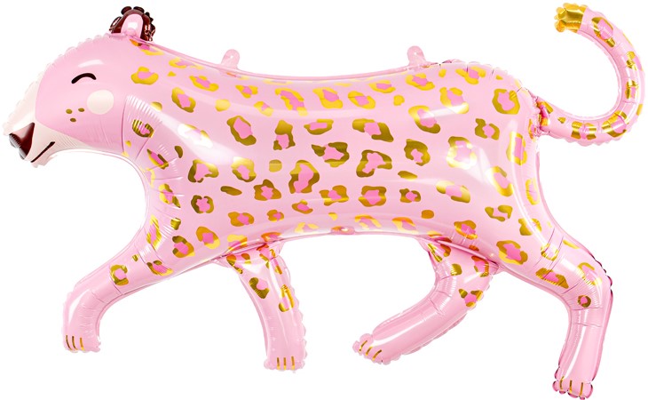 Розовый леопард (пантера) шар фигурный фольгированный с гелием