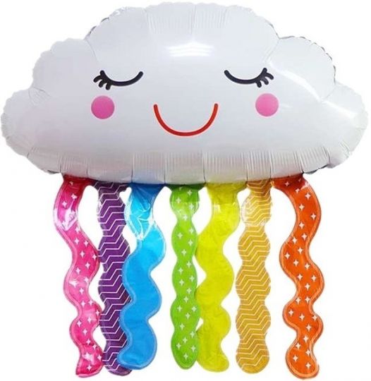 Облачко с радужным дождиком фигурный шар фольгированный с гелием