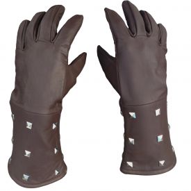 Перчатки кожаные коричневые с заклепками и дополнительной защитой (пара)