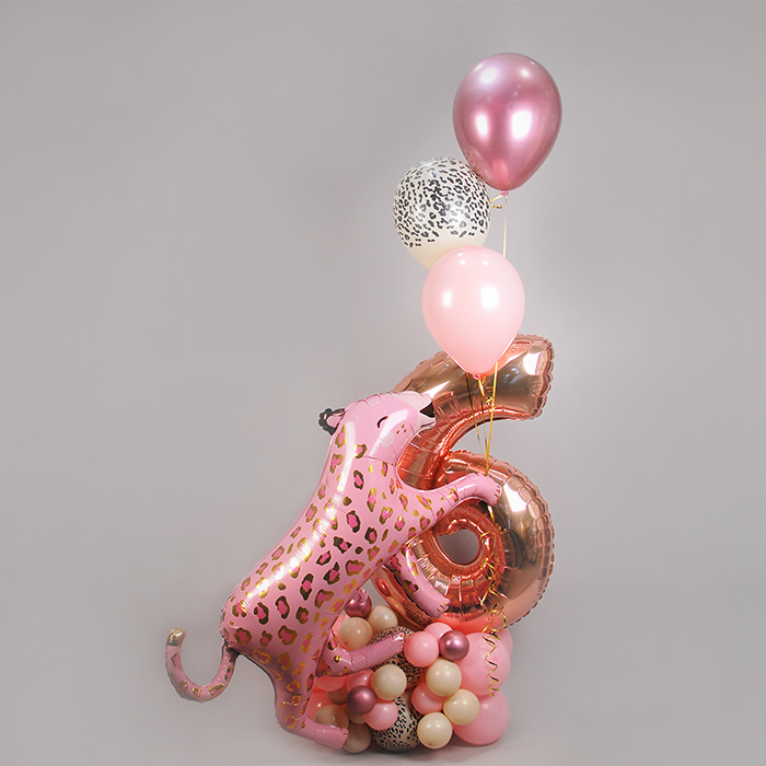 Цифра Розовая пантера дизайнерская из воздушных шаров