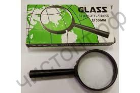 Лупа Glass LP-017, ручная круглая пластик+полипропилен, 2,5Х, D50мм
