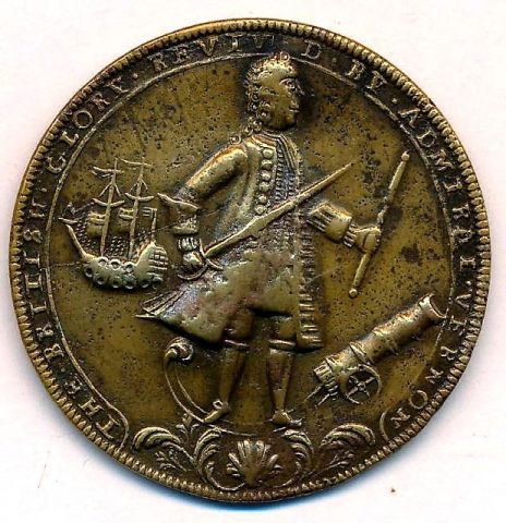 медаль 1739 Великобритания RARE Битва при Порто Белло AUNC