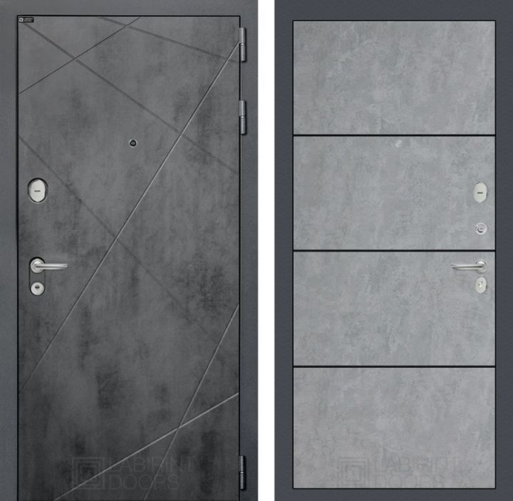 Дверь входная Лабиринт LOFT 25 Бетон светлый (черная вставка) металлическая