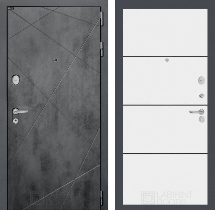 Дверь входная Лабиринт LOFT 25 Белый софт (черная вставка) металлическая
