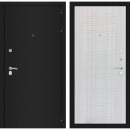 Дверь Входная Лабиринт CLASSIC шагрень черная 06 Сандал белый, металлическая