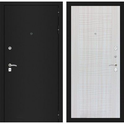 Дверь Входная Лабиринт CLASSIC шагрень черная 06 Сандал белый, металлическая
