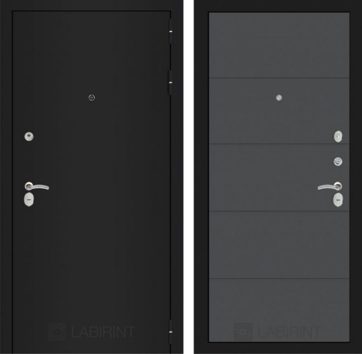 Дверь Входная Лабиринт CLASSIC шагрень черная 13 Графит софт, металлическая