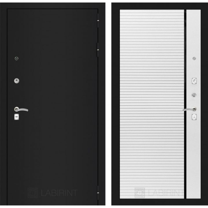 Дверь Входная Лабиринт CLASSIC шагрень черная 22 Белый софт, металлическая