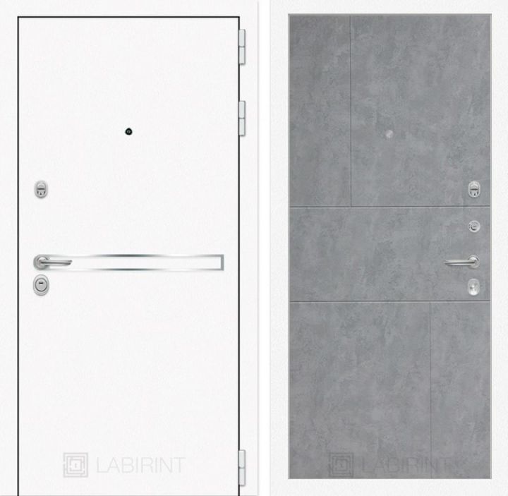 Дверь Входная Лабиринт Лайн WHITE 21 Бетон светлый металлическая
