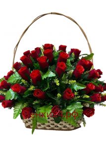 Фото Ритуальная корзина Лоза №4 бархатные розы