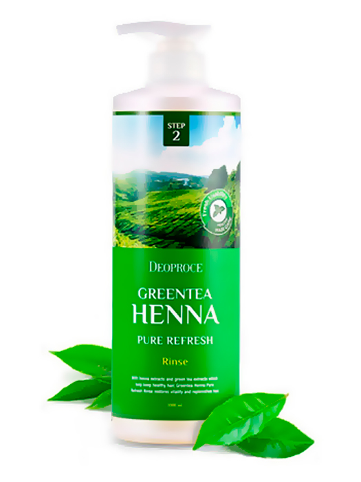 DEOPROCE Бальзам для волос с зеленым чаем и хной. Green tea henna pure refresh rinse, 1000 мл.
