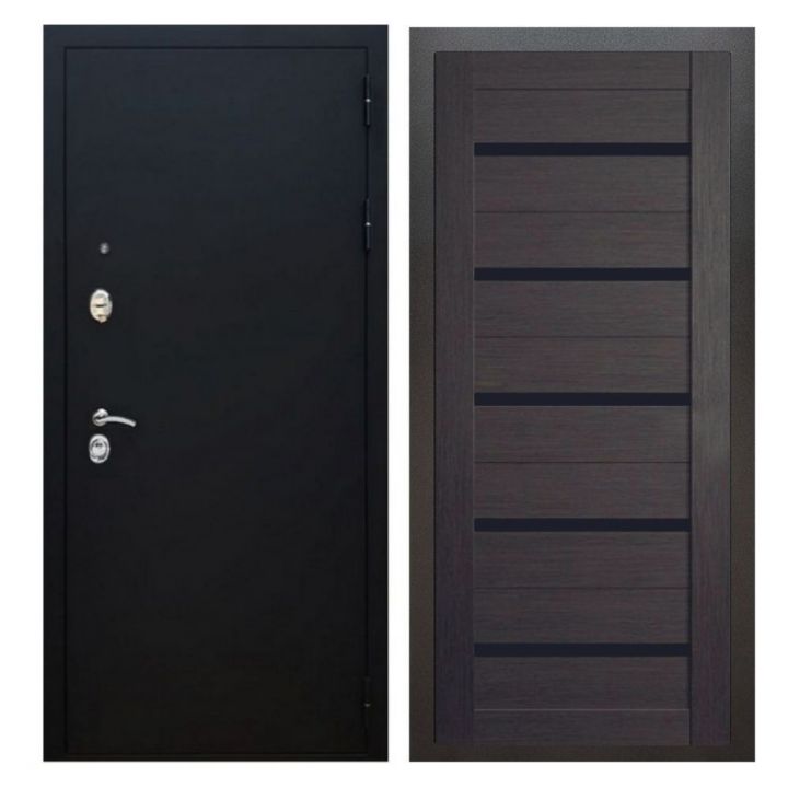 Дверь входная металлическая Армада X5 Черный муар Царга СБ-14 Венге Темный Лакобель