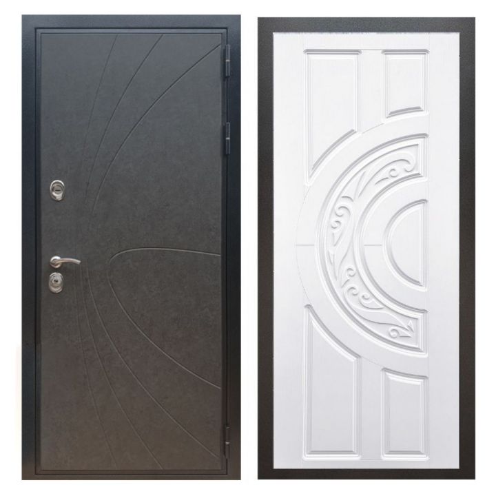 Дверь входная металлическая Армада X248 Штукатурка Графит ФЛ-232 Белый Софт