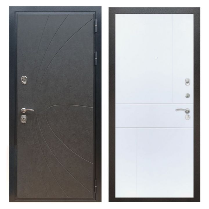 Дверь входная металлическая Армада X248 Штукатурка Графит ФЛ-290 Белый Софт