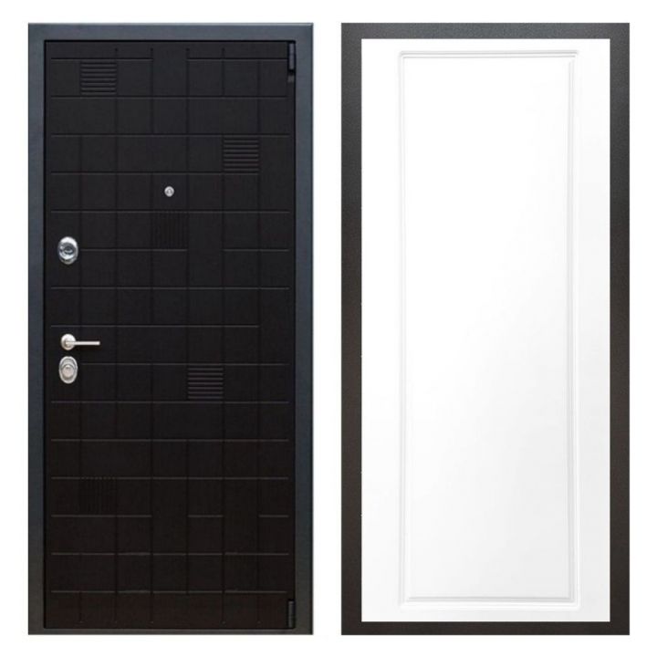 Дверь входная металлическая Армада Х12 Тетрис Ясень Черный ФЛ-119 Белый Софт
