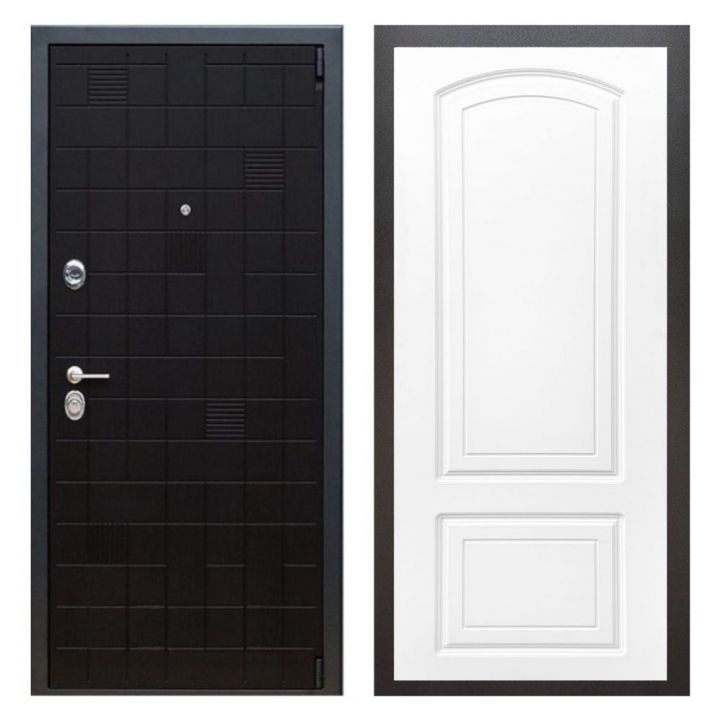 Дверь входная металлическая Армада Х12 Тетрис Ясень Черный ФЛ-138 Белый Софт