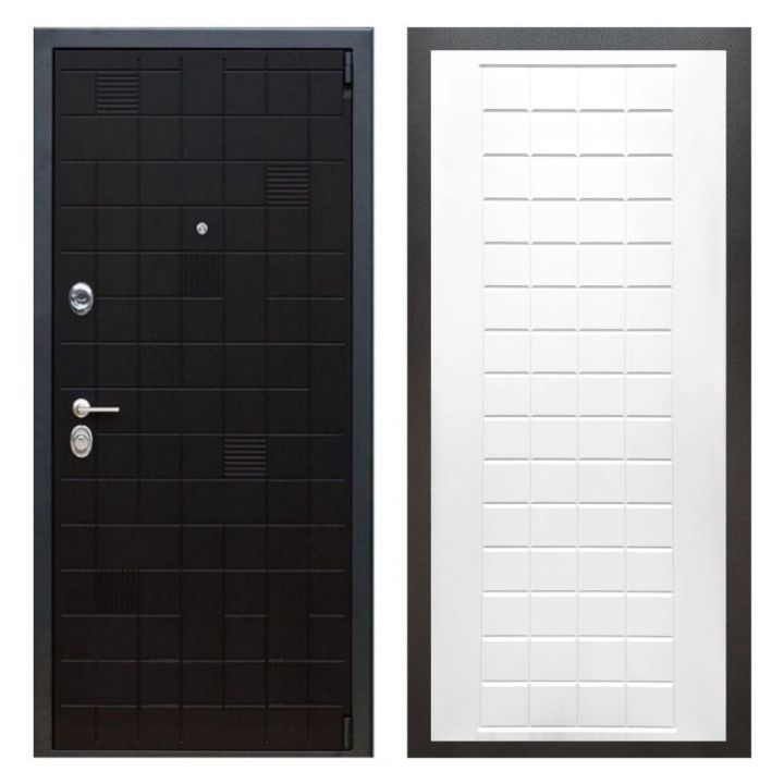Дверь входная металлическая Армада Х12 Тетрис Ясень Черный ФЛ-256 Белый Софт