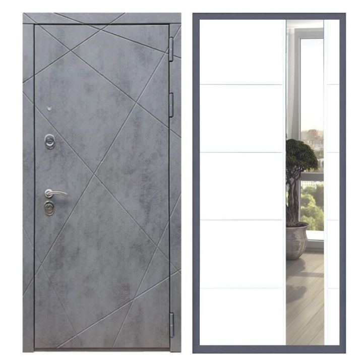Дверь входная металлическая Армада Х13 Бетон Темный Зеркало ЛФЛС-19 Белый Софт