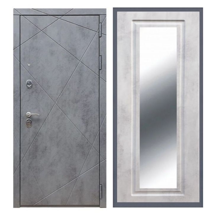 Дверь входная металлическая Армада Х13 Бетон Темный Зеркало Мини ФЛЗ-120 Бетон Светлый