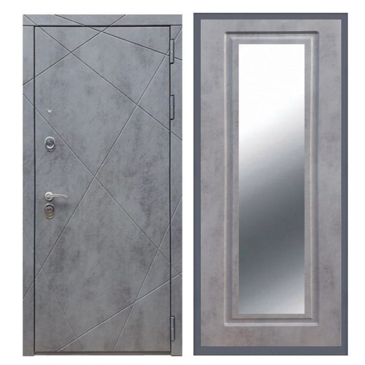 Дверь входная металлическая Армада Х13 Бетон Темный Зеркало Мини ФЛЗ-120 Бетон Темный