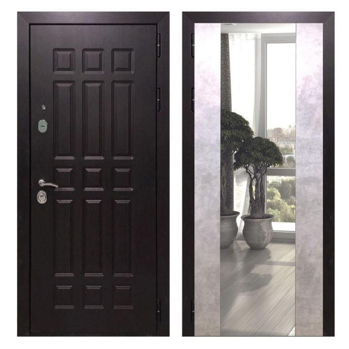 Дверь входная металлическая Армада Х8 Венге Зеркало Макси Бетон Светлый