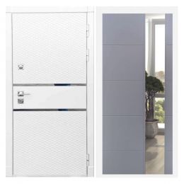 Дверь входная металлическая Армада Х15 Белый Софт Зеркало ЛФЛС-19 Софт Грей