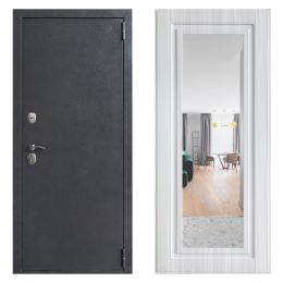Входная Металлическая Дверь Дверной континент ДК-70 Дизайн Зеркало стандарт Белый сандал