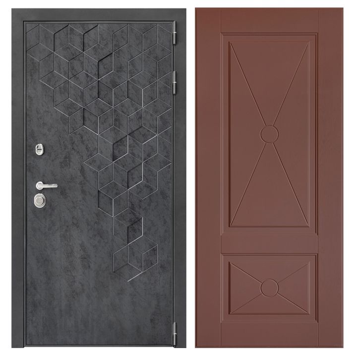 Металлическая Дверь Дверной континент ДК-3/панель 713 Бетон Графит 617 Ясень шоколад узор