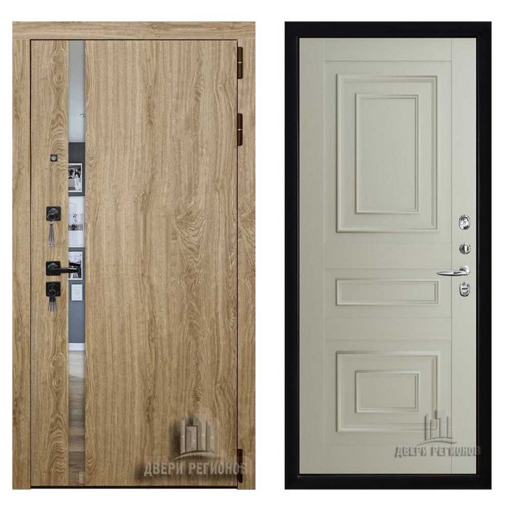 Дверь входная Двери Регионов TESLA Дуб мелфорд софт LW Флоренция 62001 Серена Светло-серый металлическая