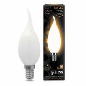 Лампа (LED) Светодиодная Gauss E14 2700K Filament Candle Tailed OPAL 104201105 / Гаус