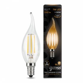 Лампа (LED) Светодиодная Gauss 7W E14 2700K Filament Candle tailed 104801107 / Гаус