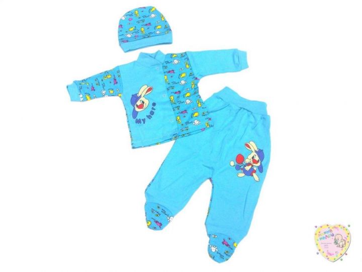 Костюм для новорожденных: шапка, кофта, ползунки A3-KS211(e)-ITpk (интерлок-пенье)  "Мамин Малыш" код 01299