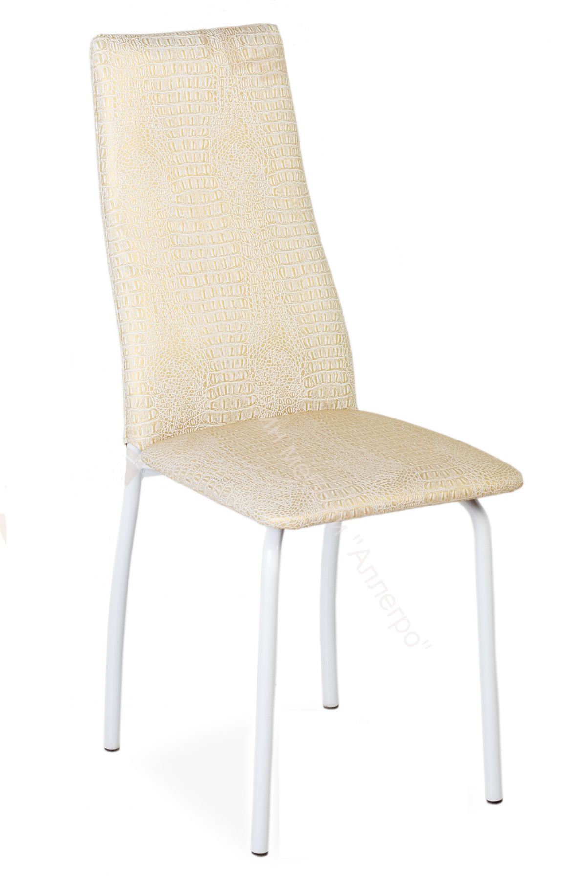 Кухонный стул "Волна" Бело-золотой крокодил матовый/Ноги белые