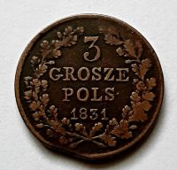 3 гроша 1831 Польское Восстание XF Редкость