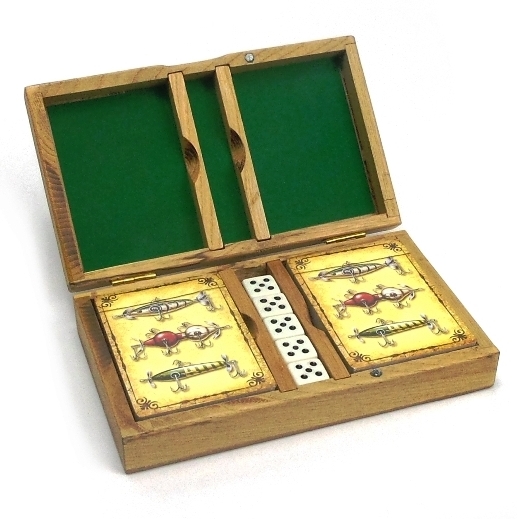 Подарочный набор игральных карт в деревянной шкатулке Rivers Edge RE1553