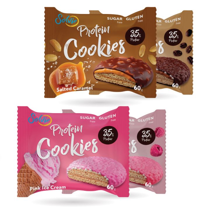 Solvie - Печенье в шоколаде и рисовыми шариками Protein cookies 60г