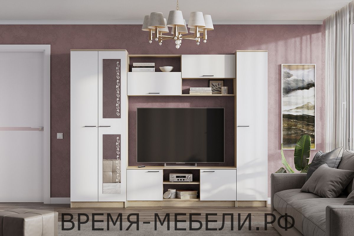 Мебель для гостиной "МГС 3" Дуб Сонома / Белый
